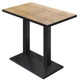 BPA | Table haut de bistro | 130 x 80 x 112 cm | Bord noir | Rectangulaire | Chêne / Noir