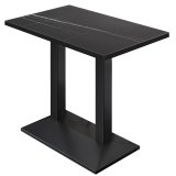 BPA | Bistro statafel | 120 x 70 x 112 cm | Zwarte rand | Rechthoekig | Zwart marmer / Zwart