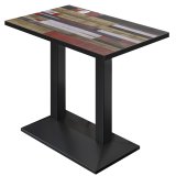 BPA | Table haut de bistro | 110 x 60 x 112 cm | Bord noir | Rectangulaire | Vintage coloré / Noir