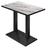 BPA | Bistro Staande Tafel | 120 x 70 x 112 cm | Zwarte rand | Rechteckig | Wit marmer / Zwart