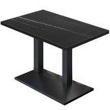 BPA | Mesa de Bistro | 110 x 60 x 78,5 cm | Rectangular | Borde negro | Mármol negro/ Negro