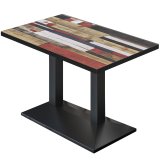 BPA | Mesa de bistro | 110 x 60 x 78,5 cm | Rectangular | Borde negro | Vintage multicolor / negro