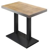 BPA | Mesa alta de bistró | 130 x 80 x 114 cm | Borde de acero inoxidable | Rectangular | Roble / Negro