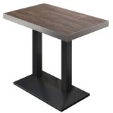 BPA | Mesa alta tipo bistró | 130 x 80 x 114 cm | Borde de acero inoxidable | Rectangular | Encino claro / Negro