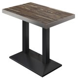 BPA | Mesa alta de bistró | 130 x 80 x 114 cm | Borde de acero inoxidable | Rectangular | Vintage antiguo / Negro