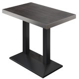 BPA | Mesa alta de bistró | 130 x 80 x 114 cm | Borde de acero inoxidable | Rectangular | Wenge / Negro