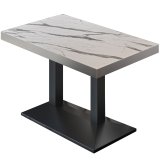 BPA | Bistrobord | 120 x 70 x 81 cm | Rektangulært | Stel i rustfrit stål | Hvid marmor / Sort