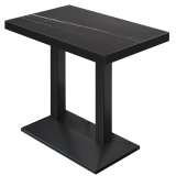 BPA | Mesa alta para bistró | 110 x 60 x 114 cm | Borde negro | Rectangular | Mármol negro / Negro