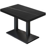 BPA | Bistro Bord | 120 x 70 x 81 cm | Rektangulært | Sort kant | Sort marmor/ Sort