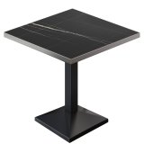 BPA | Tavolo Bistro | Quadrato | Bordo in acciaio inossidabile | 60 x 60 x 78,5 cm | Marmo nero / Nero