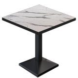 BPA | Bistrotafel | Vierkant | Zwarte rand | 70 x 70 x 78,5 cm | Wit marmer / Zwart