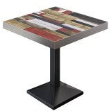 BPA | Bistro Table | Square | Stainless Steel Edge | 70 x 70 x 81 cm | Vintage Colored / Black