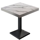 BPA | Bistro Table | Square | Stainless Steel Edge | 70 x 70 x 81 cm | White Marble / Black