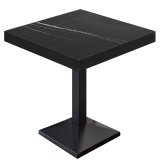 BPA | Bistro Tafel | Vierkant | Zwarte rand | 80 x 80 x 81 cm | Zwart marmer / Zwart