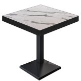 BPA | Mesa de bistró | Cuadrada | Borde negro | 70 x 70 x 81 cm | Mármol blanco / Negro
