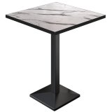 BPA | Bistro Stehtisch | 70 x 70 x 112 cm | Schwarzer Rand | Quadratisch | Weiß Marmor / Schwarz