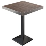 BPA | Bistro Stehtisch | 70 x 70 x 114 cm | Edelstahl Rand | Quadratisch | Light Wenge / Schwarz