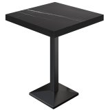 BPA | Bistro Sta-tafel | 80 x 80 x 114 cm | Zwarte rand | Vierkant | Zwart marmer / Zwart