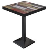 BPA | Bistro Stehtisch | 70 x 70 x 114 cm | Schwarzer Rand | Quadratisch | Vintage Bunt / Schwarz