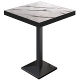 BPA | Bistro Statafel | 80 x 80 x 114 cm | Zwarte rand | Vierkant | Wit marmer / Zwart
