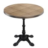 BPR | Table de Bistro | Ø 60 x 74,5 cm | Rond | Bord en acier inoxydable | Chêne / Noir