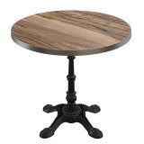 BPR | Table de Bistro | Ø 60 x 74,5 cm | Rond | Bord en acier inoxydable | Sheesham / Noir