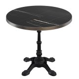 BPR | Table de bistrot | Ø 60 x 74,5 cm | Rond | Bord en acier inoxydable | Marbre noir / Noir
