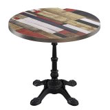 BPR | Bistro table | Ø 60 x 74,5 cm | Rond | Bordure en acier inoxydable | Vintage multicolore / Noir