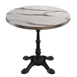 BPR | Table de bistrot | Ø 60 x 74,5 cm | Rond | Bord en acier inoxydable | Marbre blanc / Noir
