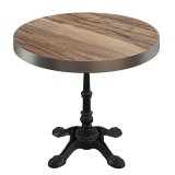 BPR | Table de Bistro | Ø 70 x 77 cm | Rond | Bord en acier inoxydable | Sheesham / Noir