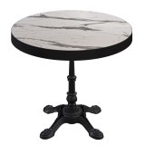 BPR | Bistrobord | Ø 60 x 77 cm | Rund | Svart kant | Vit marmor / Svart