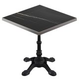 BPR | Bistro Bord | 70 x 70 x 74,5 cm | Kvadratisk | Rustfrit stål kant | Sort marmor / Sort