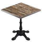 BPR | Mesa de bistró | 70 x 70 x 74,5 cm | Cuadrada | Borde de acero inoxidable | Vintage Old / Negro