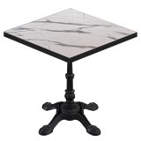 BPR | Bistrotafel | 60 x 60 x 74,5 cm | Vierkant | Zwarte rand | Wit marmer / Zwart