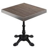 BPR | Tisch de bistro | 70 x 70 x 77 cm | Carré | Bord en acier inoxydable | Wengé clair / Noir