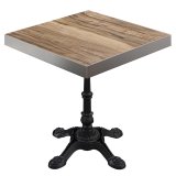 BPR | Table de bistro | 70 x 70 x 77 cm | Carré | Bord en acier inoxydable | Sheesham / Noir