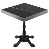 BPR | Table de Bistro | 70 x 70 x 77 cm | Carré | Bord en acier inoxydable | Marbre noir / Noir