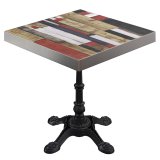 BPR | Table de bistrot | 70 x 70 x 77 cm | Carré | Bord en acier inoxydable | Vintage Coloré / Noir