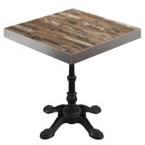 BPR | Table de bistrot | 70 x 70 x 77 cm | Carré | Bord en acier inoxydable | Vintage Old / Noir