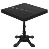 BPR | Bistro Tisch | 70 x 70 x 77 cm | Quadratisch | Schwarzer Rand | Schwarz Marmor / Schwarz