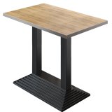 BPY | Table haute de bistrot | 120 x 70 x 112 cm | Bord en acier inoxydable | Rectangulaire | Chêne / Noir