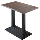 BPY | Table haute de bistrot | 120 x 70 x 112 cm | Bord en acier inoxydable | Rectangulaire | Wengé clair / Noir