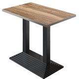 BPY | Bistro Stehtisch | 110 x 60 x 112 cm | Edelstahl Rand | Rechteckig | Sheesham / Schwarz