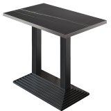 BPY | Tavolo da bistrot | 110 x 60 x 112 cm | Bordo in acciaio inossidabile | Rettangolare | Marmo nero / Nero