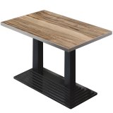 BPY | Mesa de bistró | 110 x 60 x 78,5 cm | Cuadrada | Borde de acero inoxidable | Sheesham / Negro