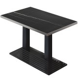 BPY | Mesa de bistró | 110 x 60 x 78,5 cm | Cuadrada | Borde de acero inoxidable | Mármol negro / Negro