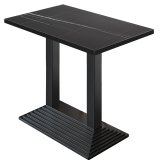 BPY | Bistro statafel | 130 x 80 x 112 cm | Zwarte rand | Rechthoekig | Zwart marmer / Zwart