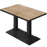 BPY | Bistro Tisch | 110 x 60 x 78,5 cm | Quadratisch | Schwarzer Rand | Eiche / Schwarz