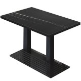 BPY | Bistro Tisch | 110 x 60 x 78,5 cm | Quadratisch | Schwarzer Rand | Schwarz Marmor / Schwarz