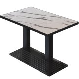 BPY | Bistro Tisch | 110 x 60 x 78,5 cm | Quadratisch | Schwarzer Rand | Weiß Marmor / Schwarz